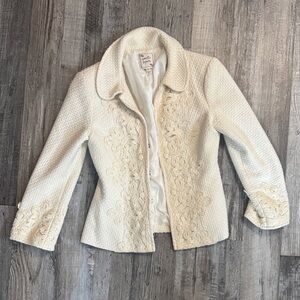 Nanette Lapore Cream Textured Blazer